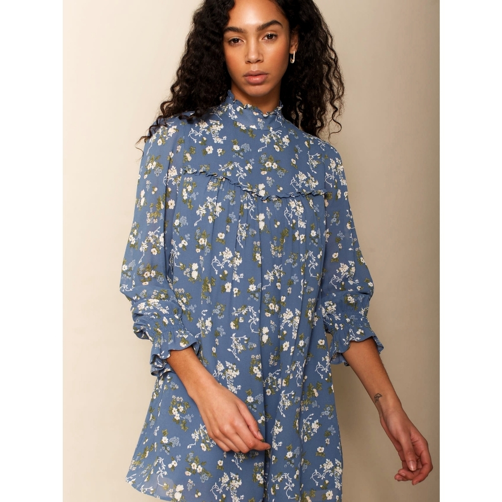 NWOT Reformation Jourdan Bridgerton Regency Floral Ruffle Mini Dress - Picture 1 of 11